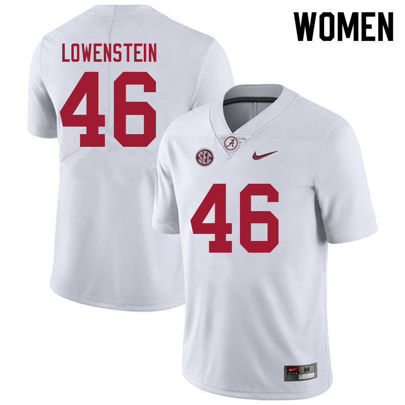 Women #46 Julian Lowenstein Alabama Crimson Tide College Football Jerseys Sale-White